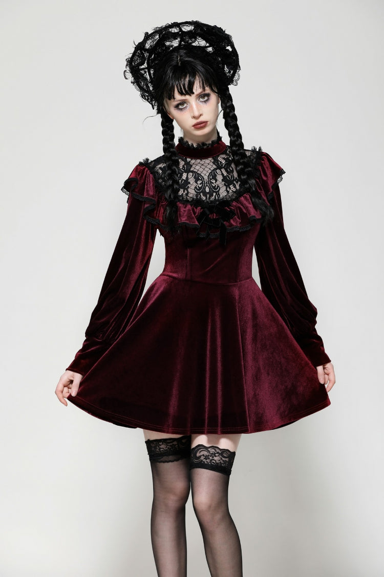 Scarlet Crochet Velvet Gothic Graduation Gown