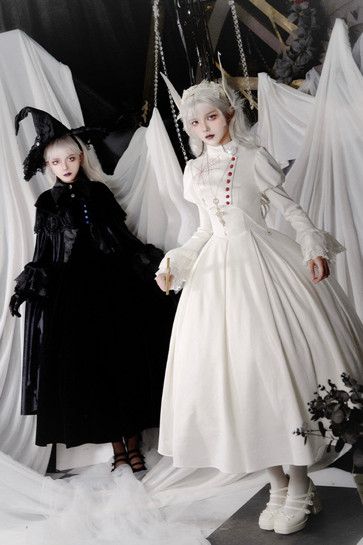 Gothic Corset Dress with Embroidery and Fishbone Detail - Night Poems, 2 Hues