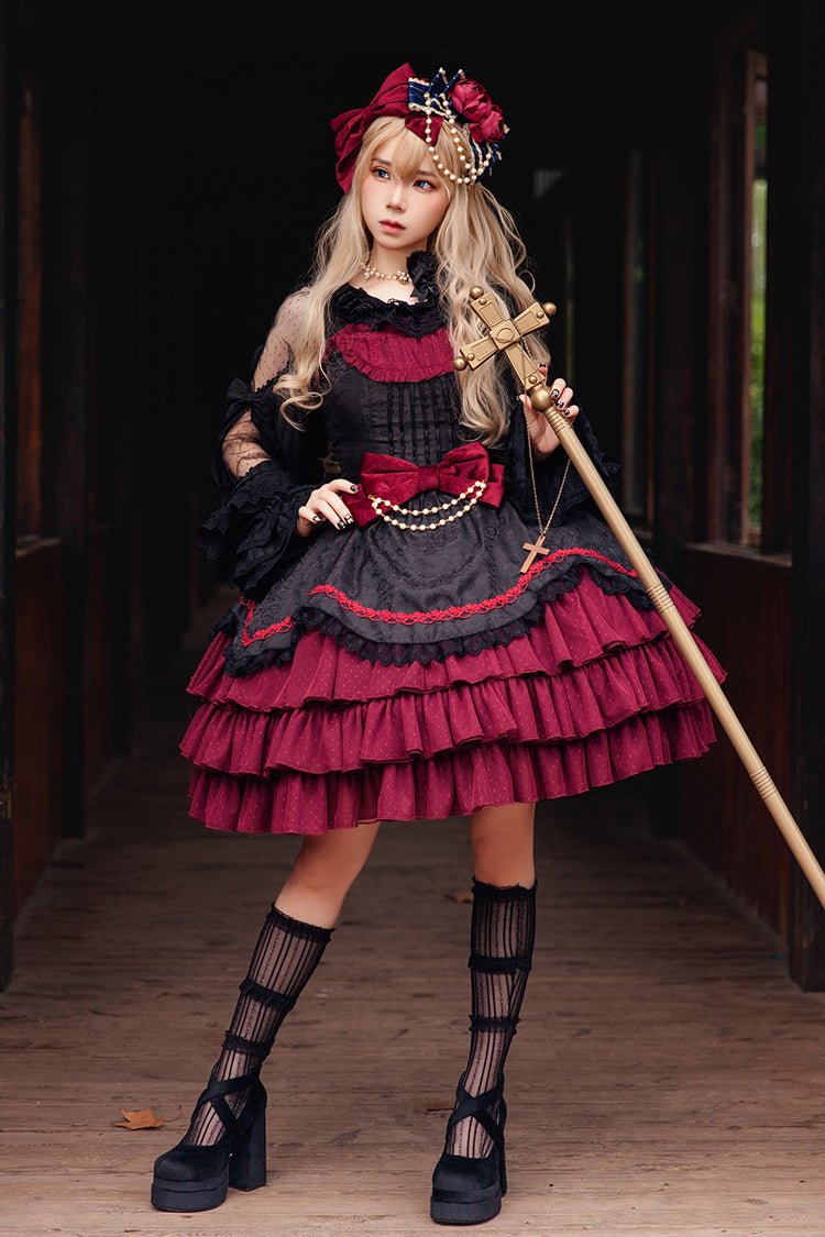 Pearl Box Slim Sweet Elegant Lolita JSK with Triple-Layered Bowknot