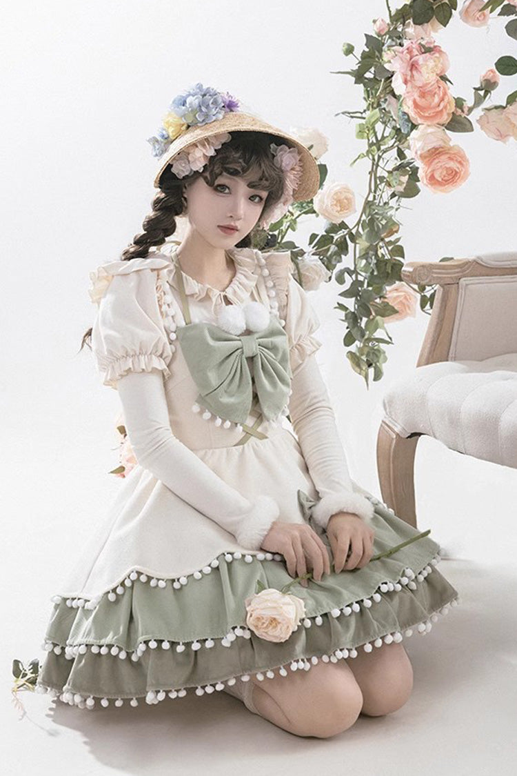 Confession Function Multi-Layer Ruffle Bowknot Color Block Sweet Lolita Jsk Dress