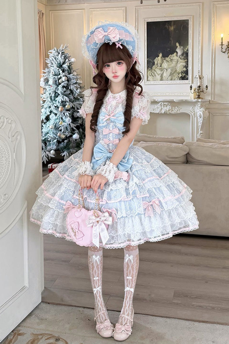 Blue Moon-Tide Butterfly Call Sleeveless Multi-Layered Ruffle Lace Sweet Lolita Jsk Dress