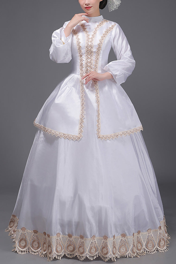 White Embroidered Vintage Victorian Dress - Sweet Court Style