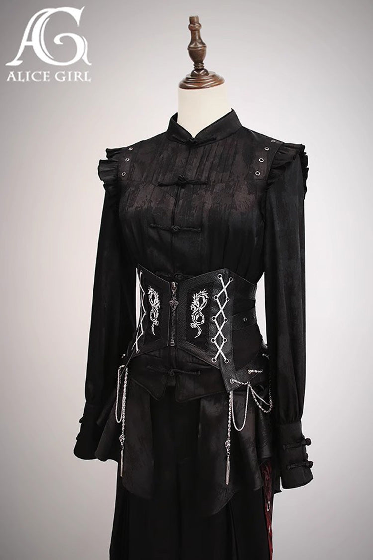 Zipper Lace-Up Classic Waistband in Black