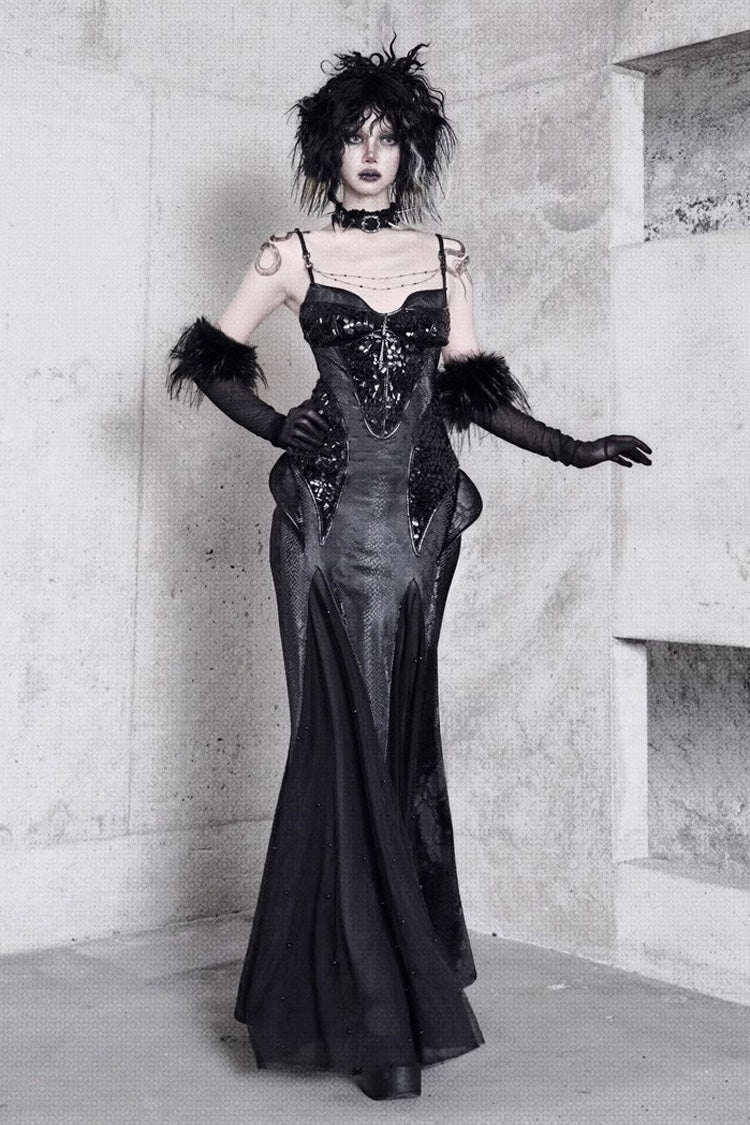 Black Print Stitching Sleeveless Gothic Lolita JSK Dress - Snake Eye Shadow