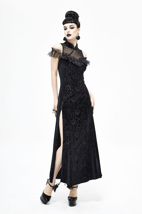 Gothic Dress with Cheongsam Velvet 3D Print Style