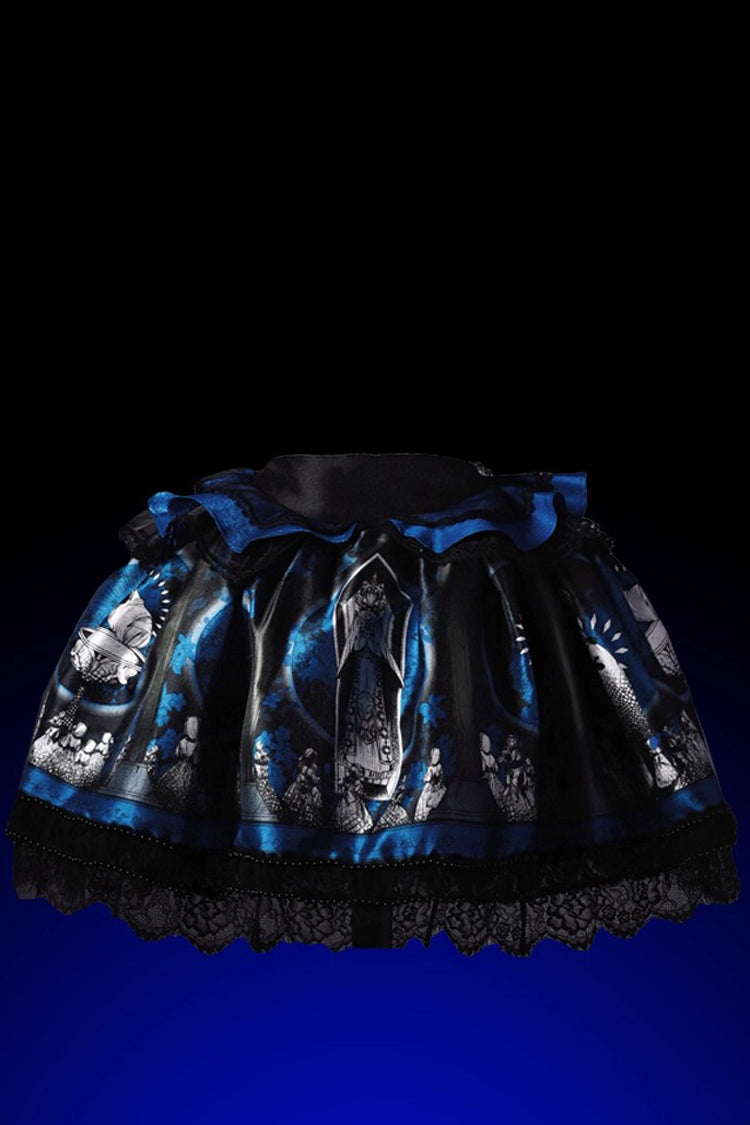 Embroidered Gothic Lolita Skirt with Print Detail