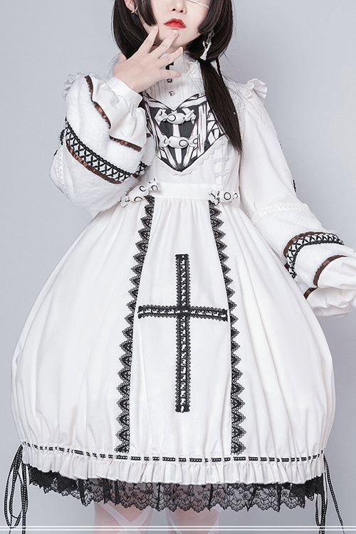 Cream Gothic OP Dress - Demon Rabbit with Detachable Hat