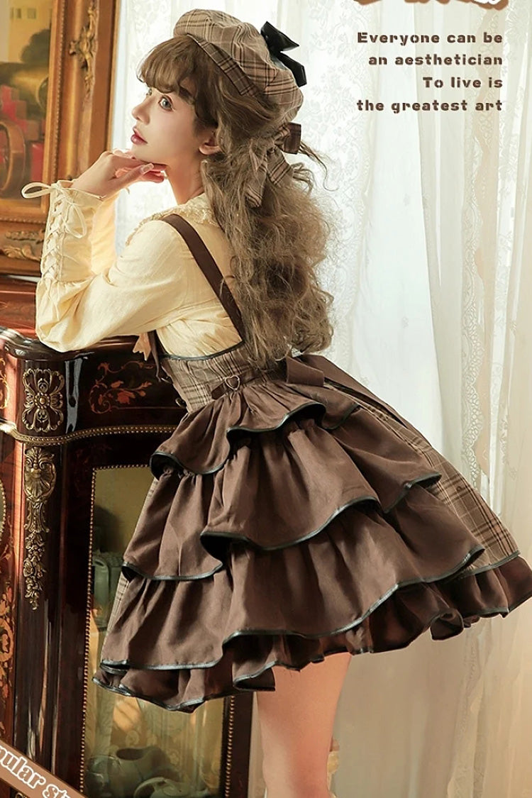 Cocoa Sherlock Detective Ruffle Color-Block Gothic Lolita Skirt