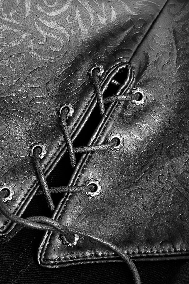 Void Steampunk Overcoat with Metal Buckles and Stand Collar