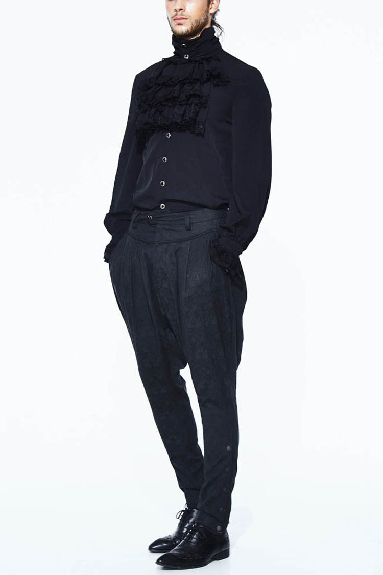 Jacquard Ribbon Snap Fastener Gothic Trousers for Men
