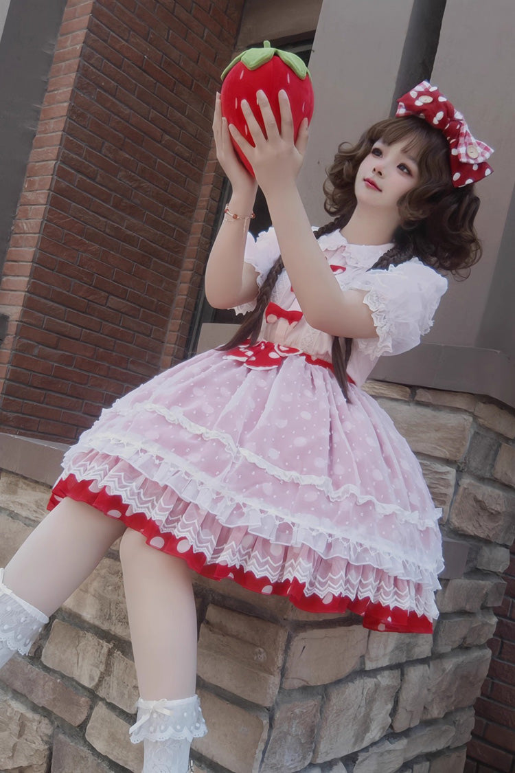 Printed Ruffled Bow Sweet Lolita Skirt