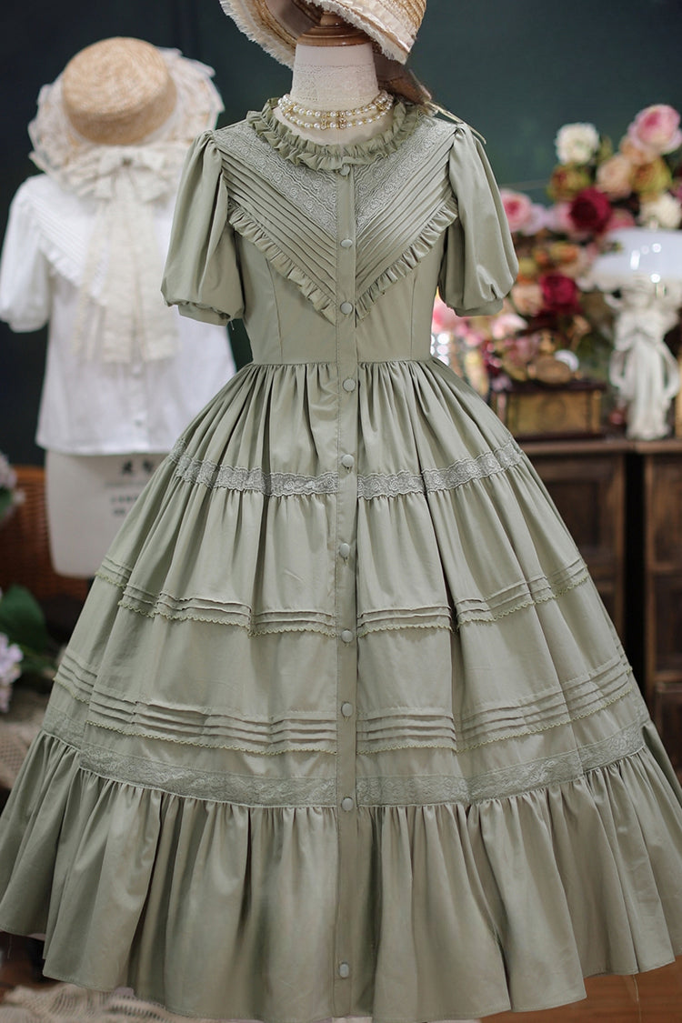 Sweet Lolita Dress with Ruffles, Short Sleeves, Cardigan Style