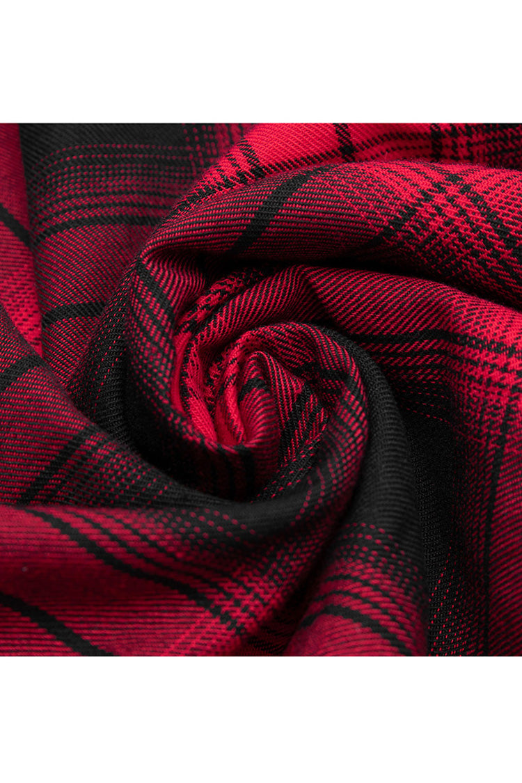 Lattice Plaid Stitching Binding Steam Punk Strap Dress