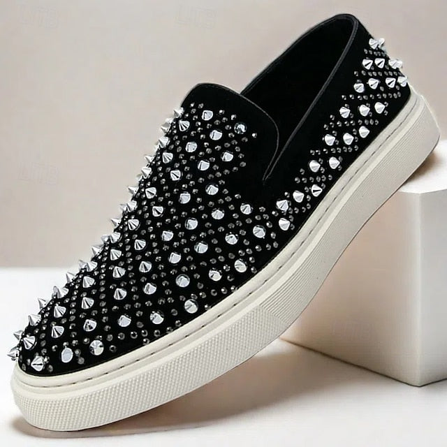 Black Detailing - Shoes Elegant with Pearl Men's Slip-On