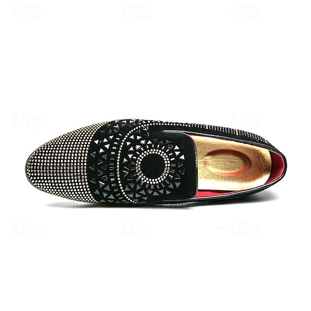 Loafers Shoes Spiral Men's - Studded with Black Prom Velvet