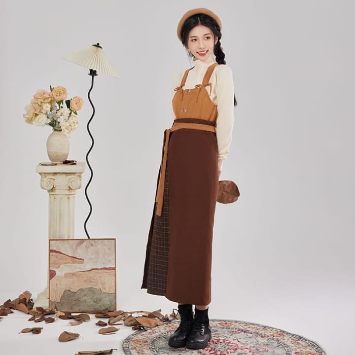 Embroidered Cardigan / Sleeveless Top / Knit / Midi