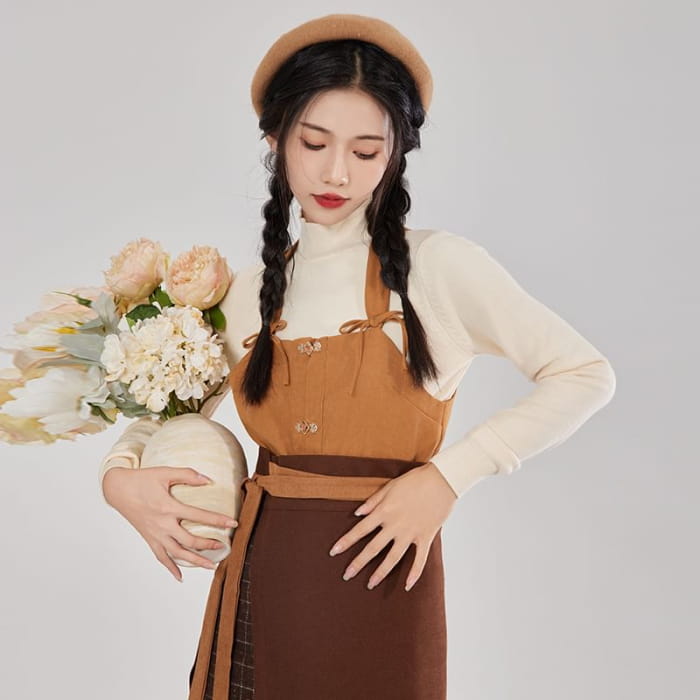 Embroidered Cardigan / Sleeveless Top / Knit / Midi