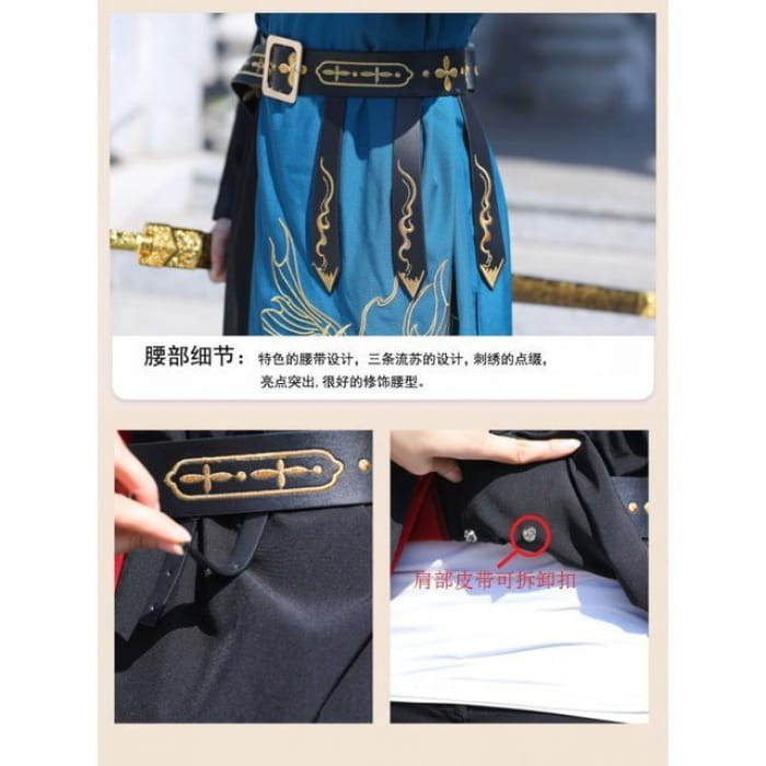 Embroidered Hanfu Costume / Belt / Set - Black / M