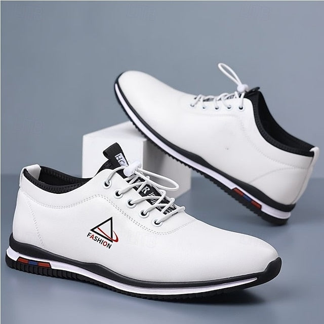 Black Lace-Up and Sports – Sneakers White Trendy Men's