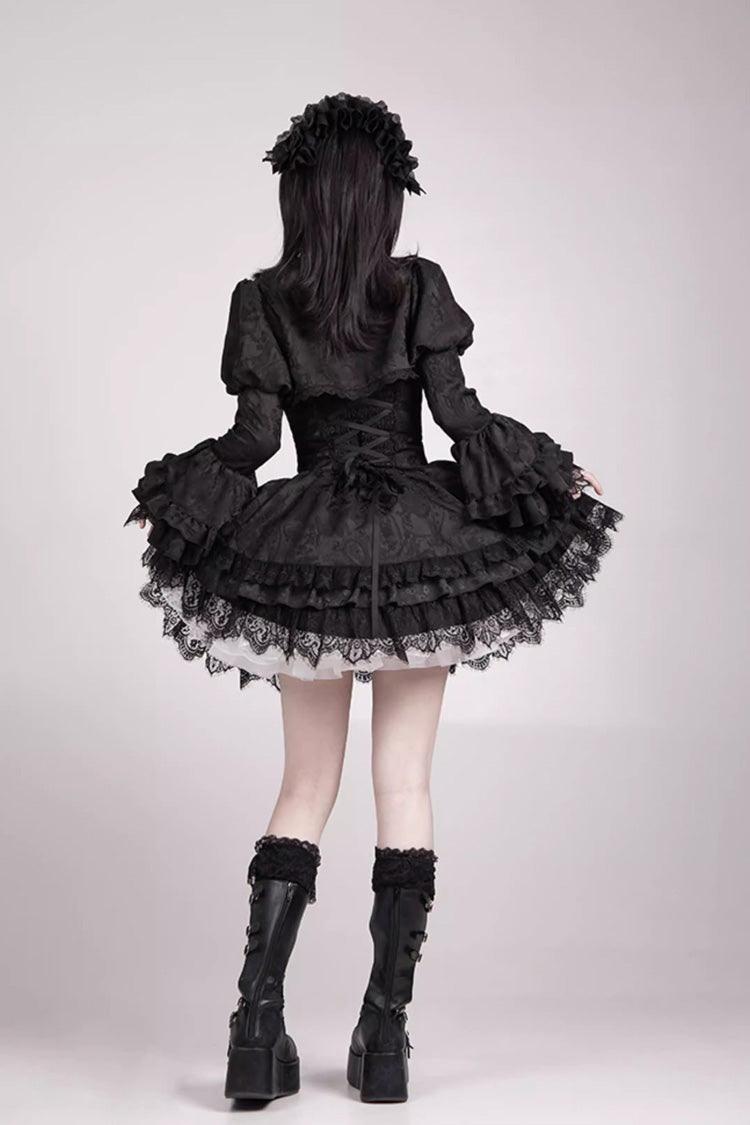 Black Multi-Layer Jacquard Ruffled Witch Gothic Skirt - Letters & Poems · Twilight