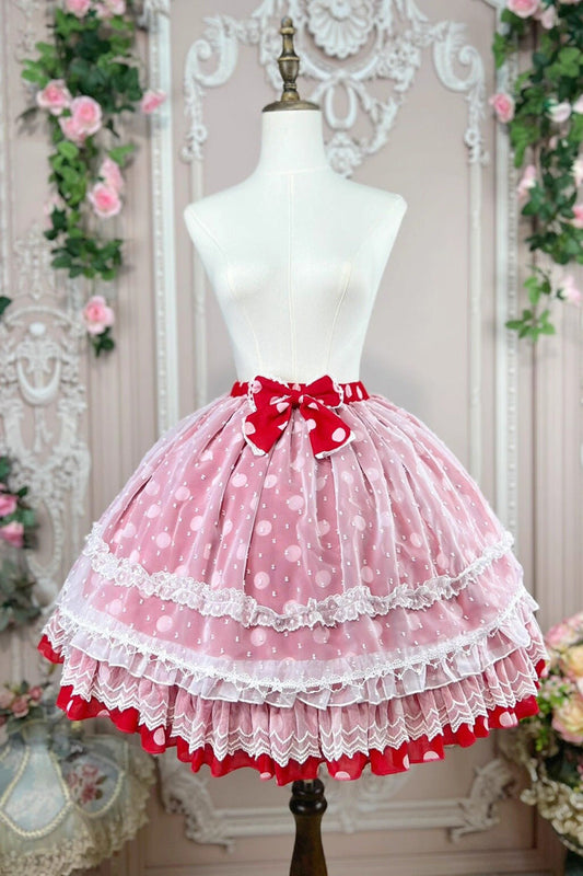 Printed Ruffled Bow Sweet Lolita Skirt