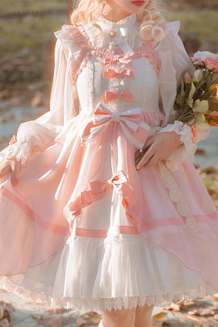 Ivory & Pink Ruffled Cardigan Bow Sweet Princess Plus Size Lolita JSK
