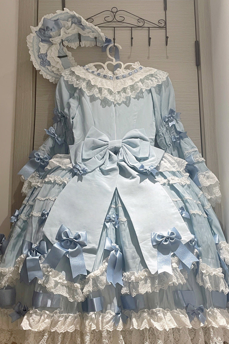 Indigo Round Collar Trumpet Sleeve Bridal Sweet Princess Lolita Dress