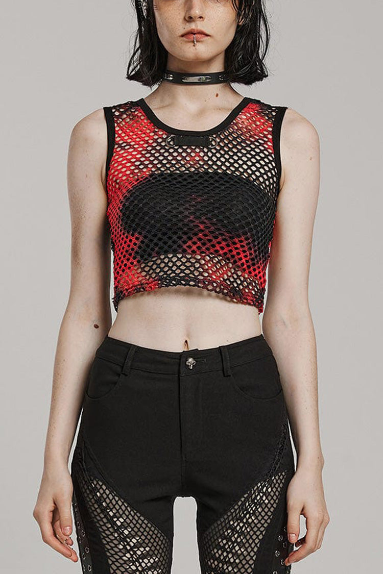 Sleeveless Hollow Tie-Dye Steampunk Vest