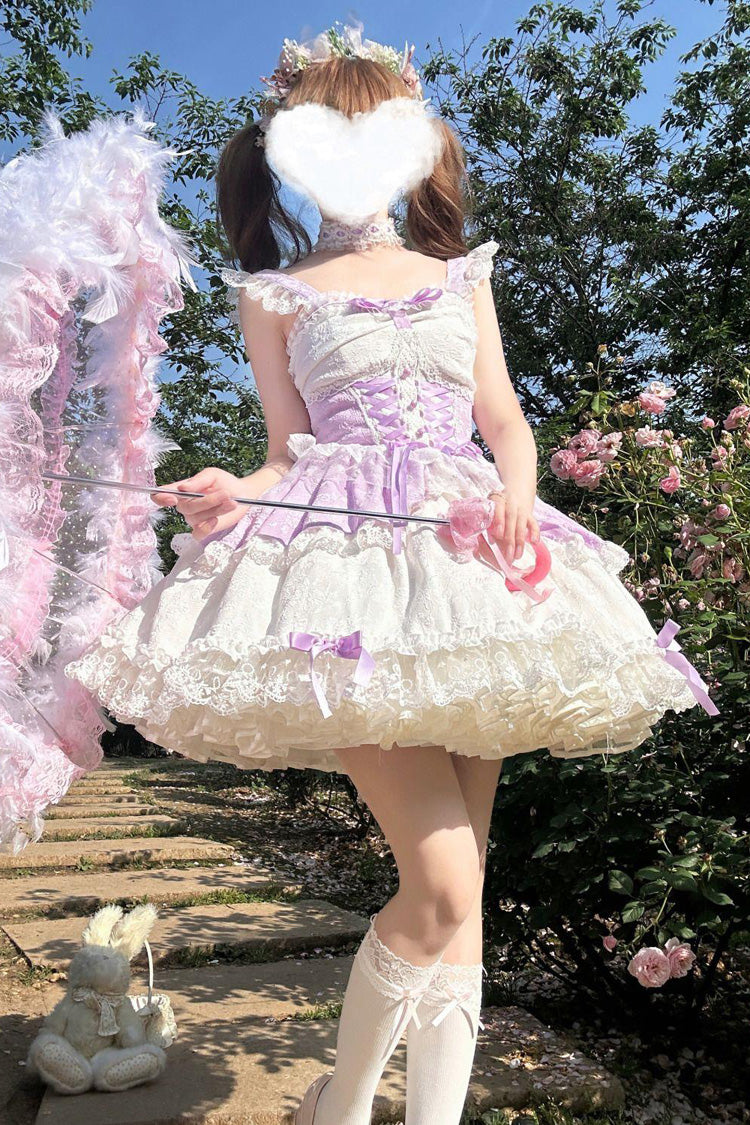 Violet Leiffu Sleeveless Ruffled Bow Lace-Up Ballet Lolita JSK
