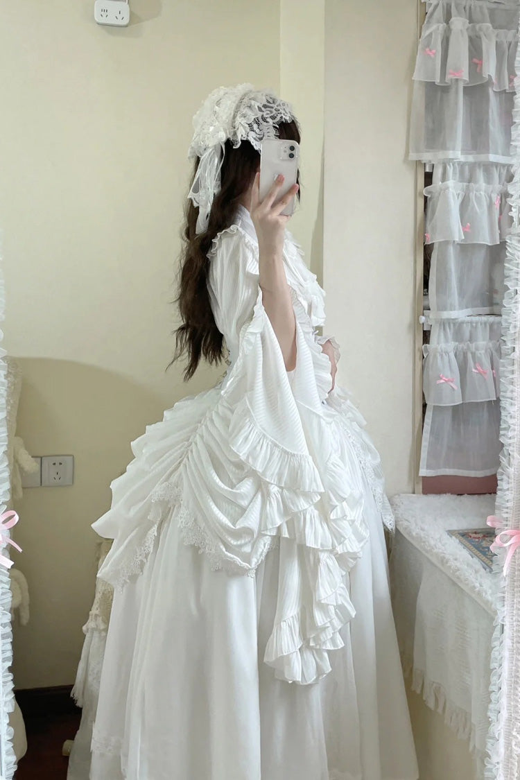 Ivory Long Hime Sleeve Gothic Skirt Set with Lace - Sleepwalking