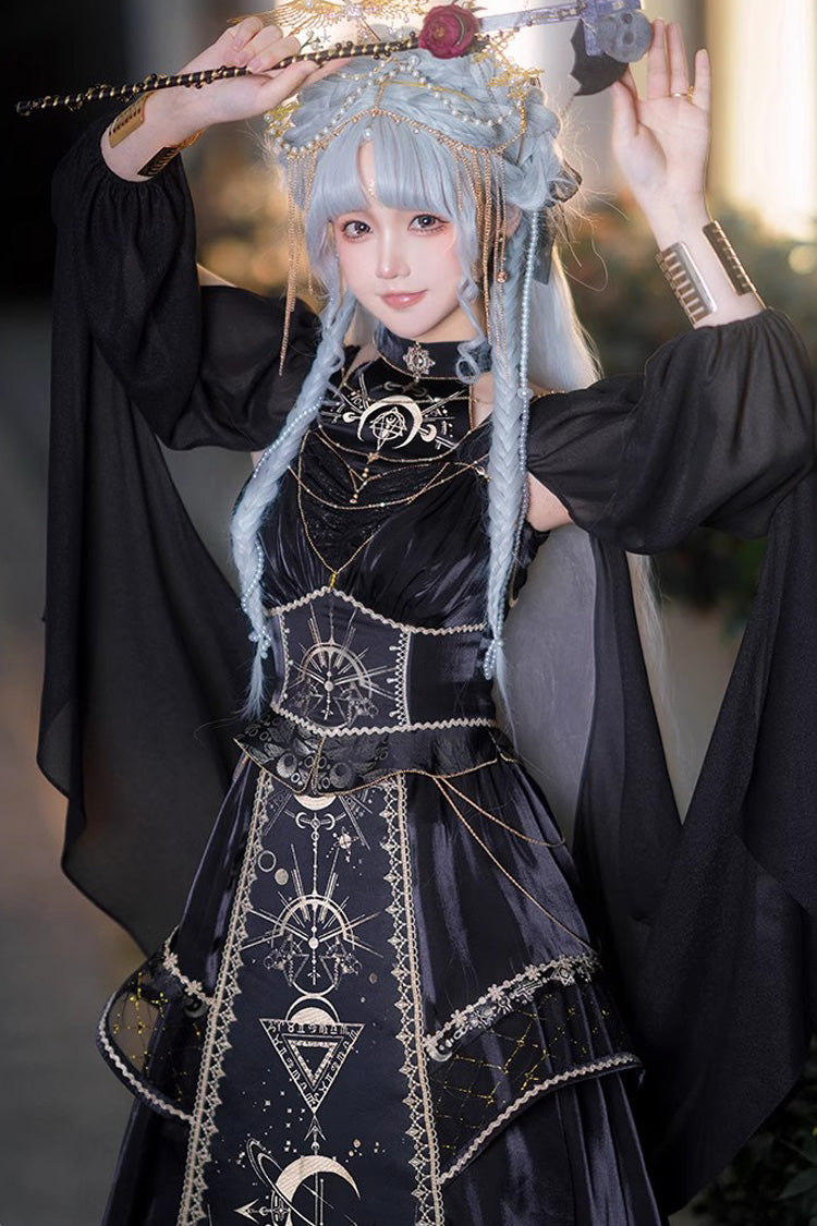 Gorgeous JSK Lolita Dress with Horus Print and Ruffled Details