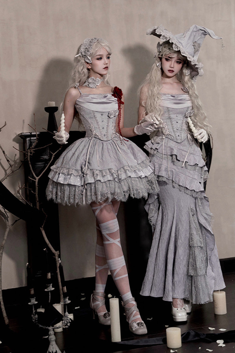 Witch Lolita Fishtail Skirt Set with Ruffle Lace