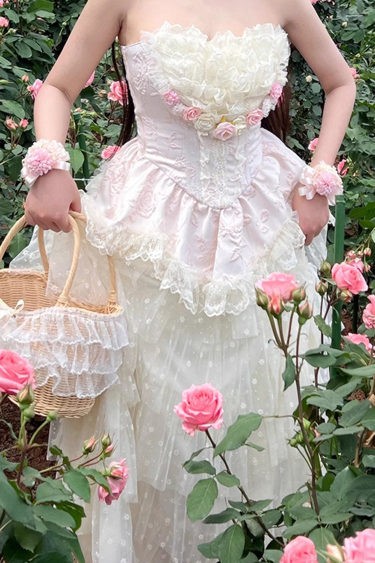 Rose Love Goddess Ruffle Lace Lolita Maxi Skirt Set