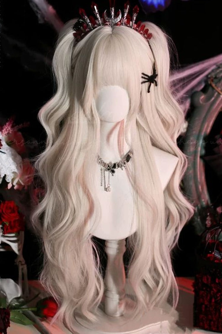 Milk Grey Blunt Bangs Curly Lolita Wig