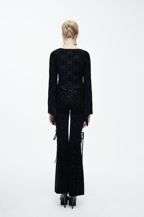 Velvet Tee with Horn Sleeves and Comfortable Fit