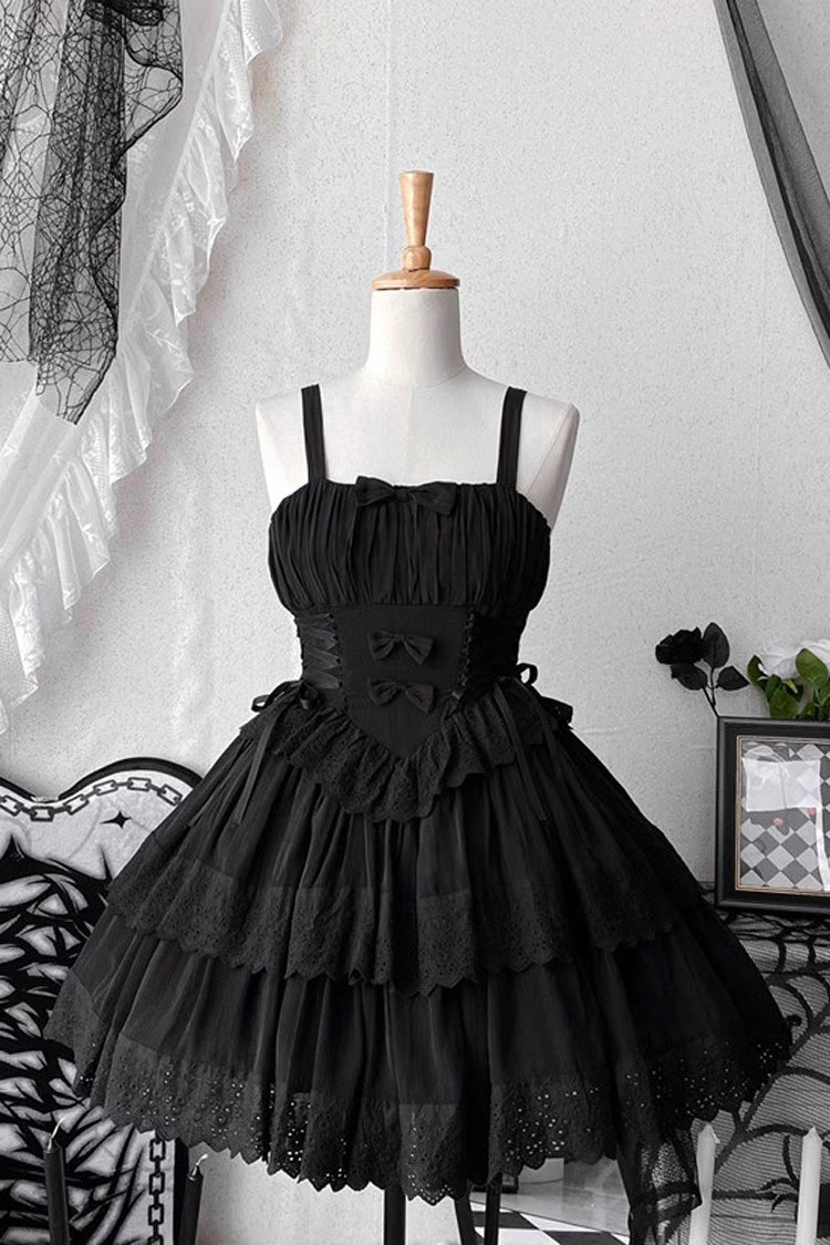 Ribbon Hollow Gothic Lolita Layered JSK Gown - 2 Tones