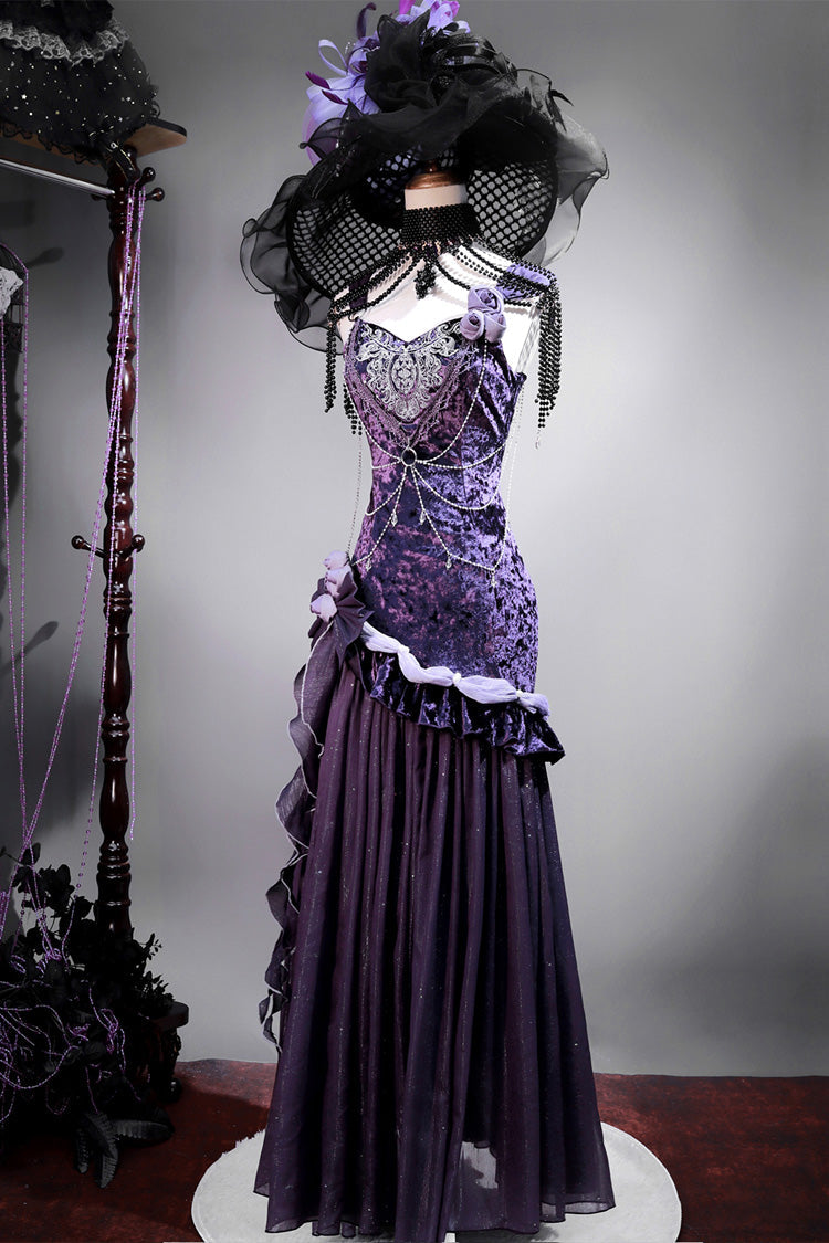 Violet Madame Butterfly Ruffled Bow Lace Elegant Gorgeous JSK