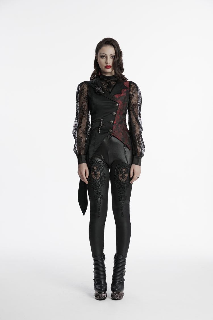 Embroidery Lace Asymmetric Gothic Sleeveless Vest