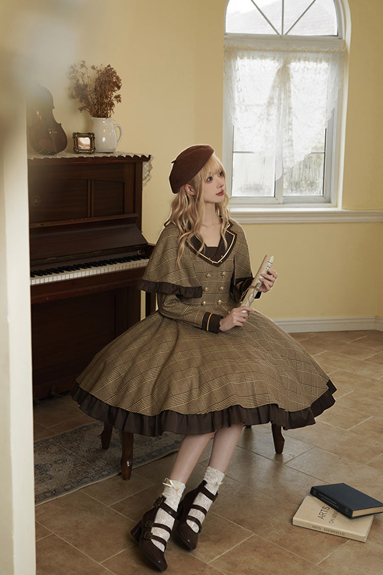 Baker Street Stories Stripe Print Ruffle Two-Piece British College Classic