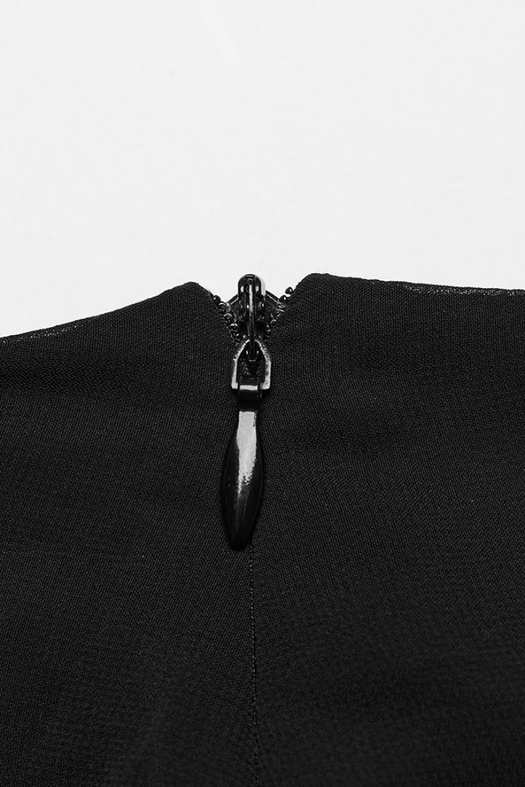 Gothic Belted Skirt with Rivet Accents in Black