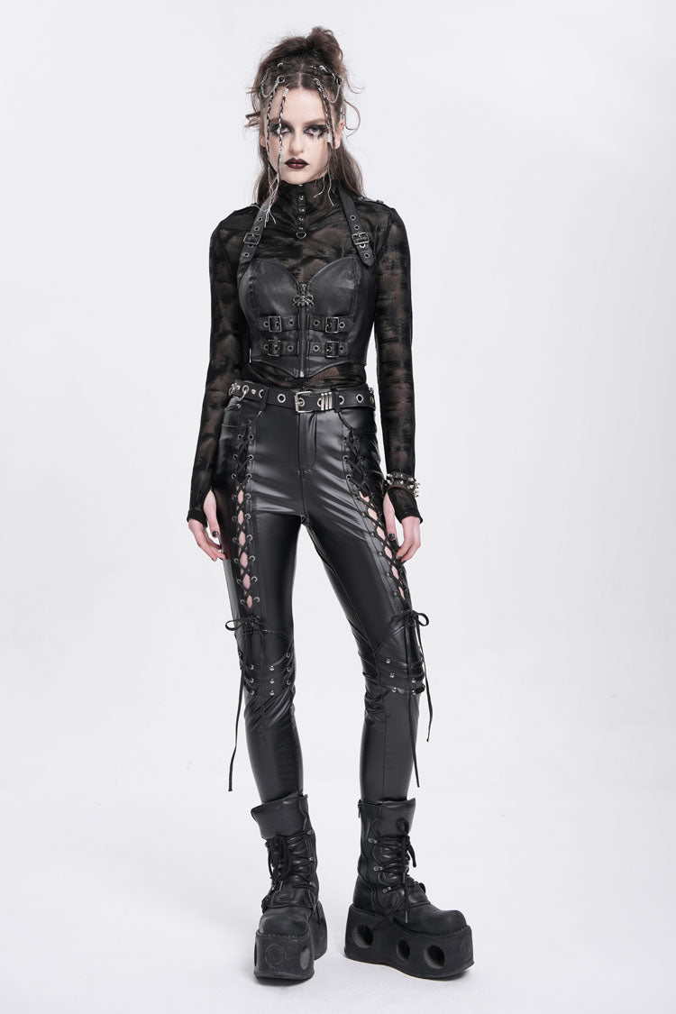 Punk Overbust Corset with Halterneck Buckle Design