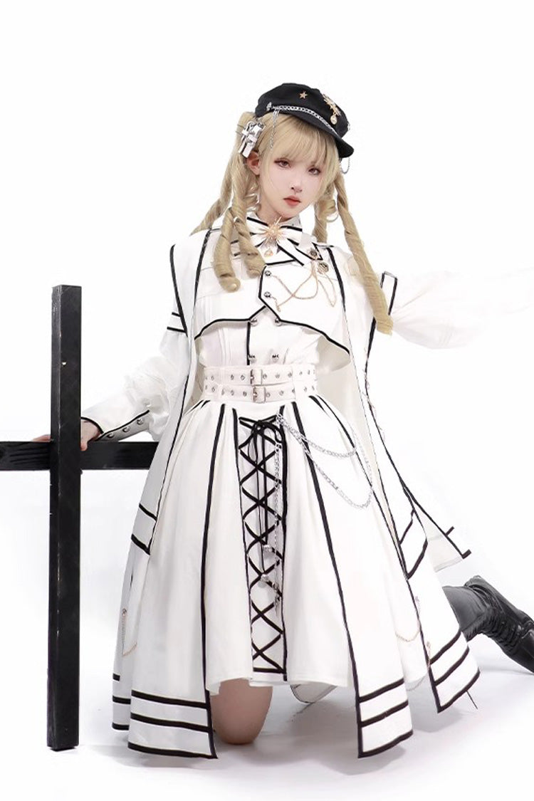 Long Sleeve Print Bow Gothic Lolita Skirt Set