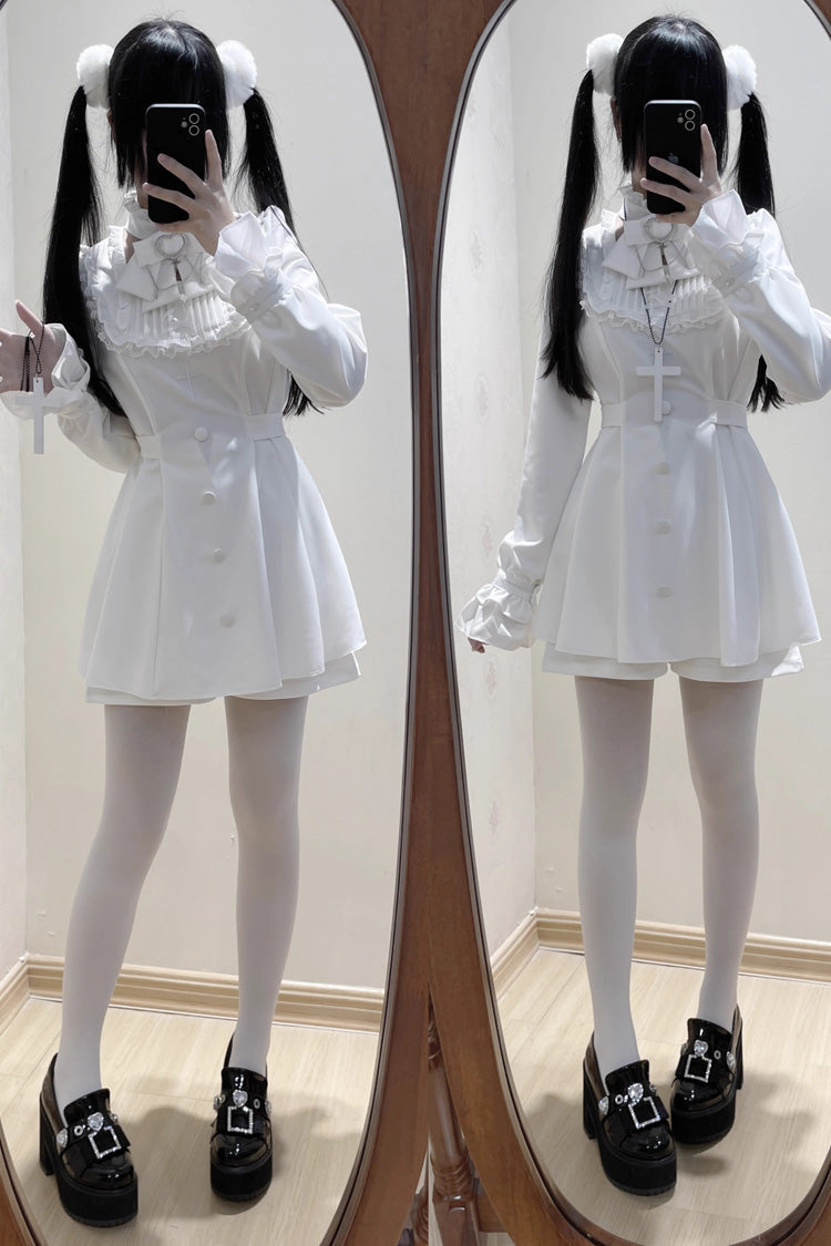 Stairway to Heaven Embroidered Bow Lace Long Sleeve Jirai Kei Set