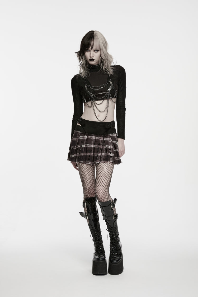 Punk Royal Tassel Body Harness with Black Chain Accents for Women