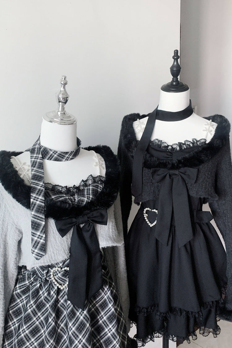 Printed Lace Long-Sleeve Jirai Kei Dress Set - Stardust Oath