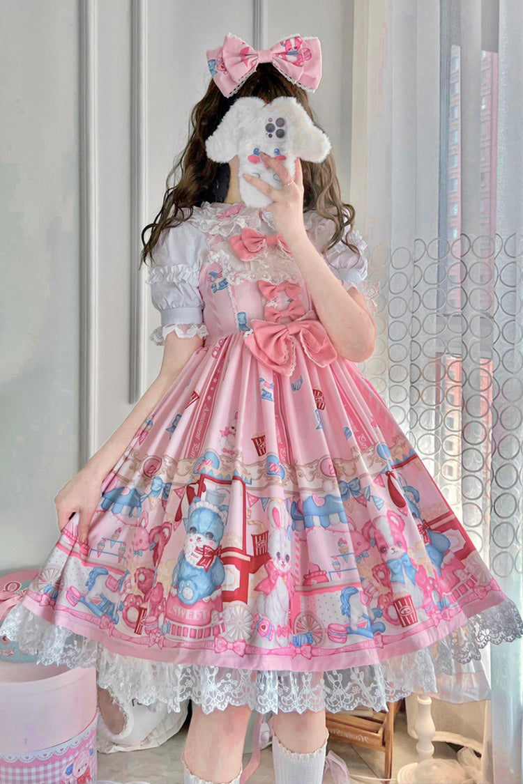 Pink Doll-Themed JSK with Ruffle and Bowknot