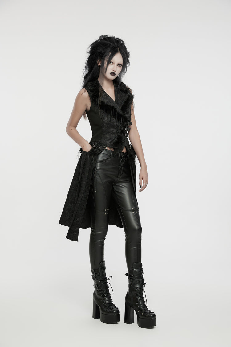 Detachable Jacquard Lace-Up Gothic Sleeveless Vest