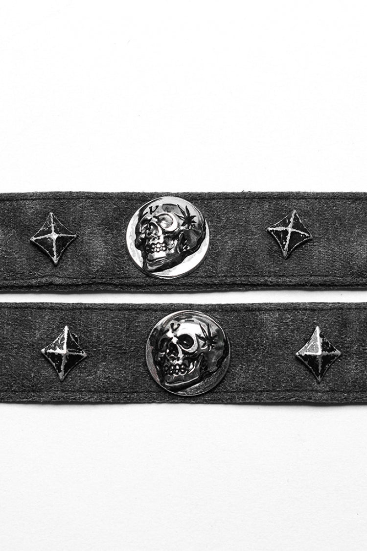 Skull Print Riveted Military Steampunk Choker