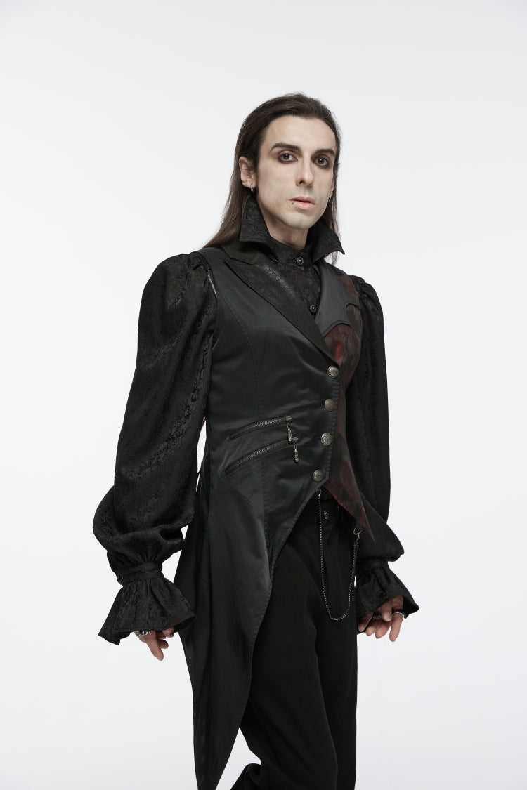 Embroidery Lace Asymmetric Gothic Sleeveless Vest for Men
