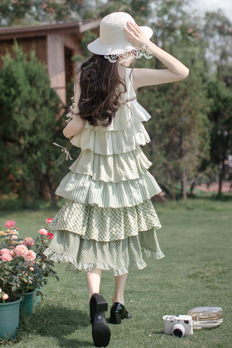 Green Go To The Forest Layered Print Jumper for Holidays